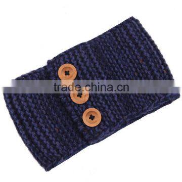 Fashion Trendy Girls Headband With Buttons Knitting Hair Accessories for Women