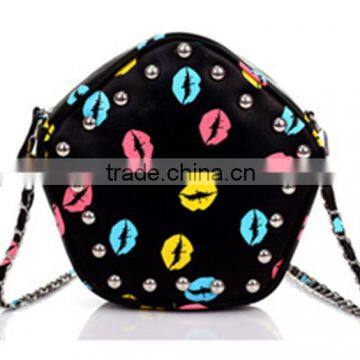 New personalized fashion mouth star bag with rivets shoulder cosmetic bag