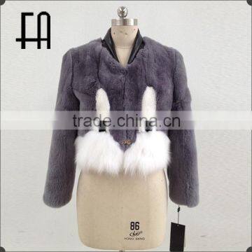 2016 new lady's fashion high quality rabbit fur coat