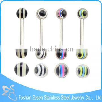 Factory Direct Sale Surgical Steel Women Colorful Resin Ball Best Design Tongue Ring photo-6