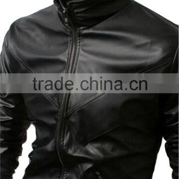 MENS CROSS SLIMFIT LEATHER JACKET BLACK COLOUR