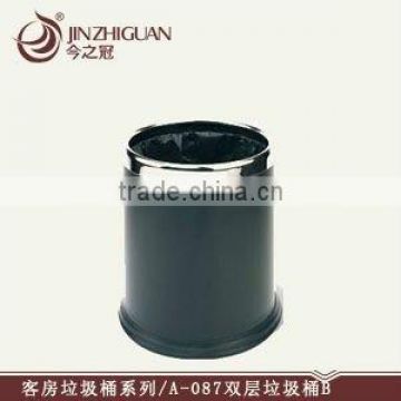 Stainless steel leather room dustbin (A-087)