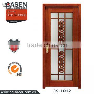 China top fashion design 100% solid wood door tempered glass with compeitive price