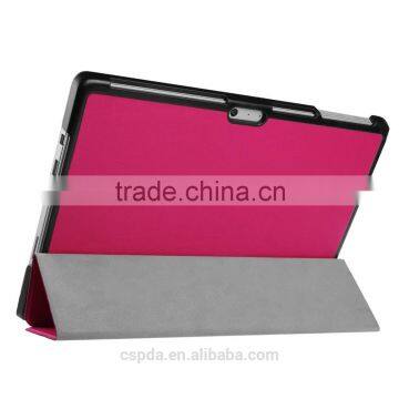 Premium PU leather Slim 12.3 inch tablet Tri-Fold Stand Folding Cover Case for microsoft surface pro 4