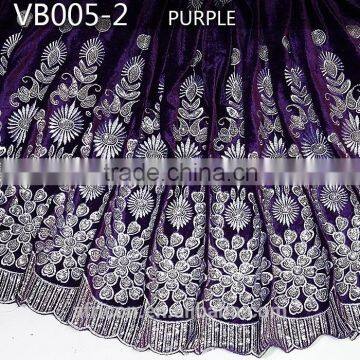 2015 VB005-2 purple new arrival african velvet lace fabric for party wedding dresses and clothing