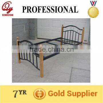 steel wood single bed with wooden posters B-17