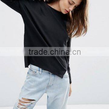 OEM Women's New Long Sleeve Top With Side Splits T-Shirts Nightshirts photo-4