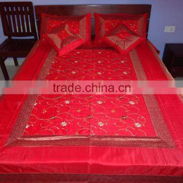 Indian Silk Brocade Bedcover Dsigner Silk Bedspread