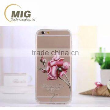 Rose flower transparent TPU Cell phone case For iphone 6 case 2016 hot For iphone 6S case