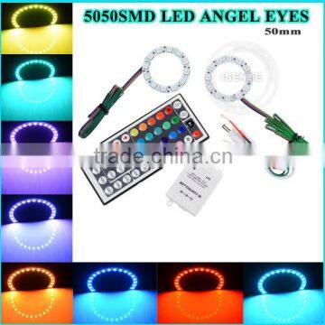 2015 newest multicolor changing 5050 rgb led halo angel eyes light with solar change key