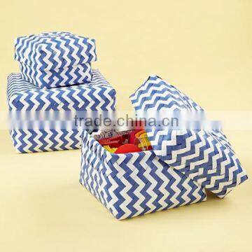 Zigzag Plastic Woven Basket, Set of 3