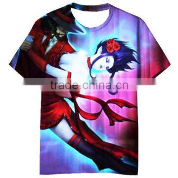 100% white polyester Custom 3d design t-shirts with cartoon print