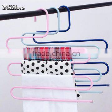 High quality S-shape metal pants rack Hangers Wardrobe 5 Tiers Metal Rack