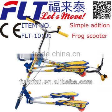 Mini 125mm cheap cost FLT-10101 frog kick scooter with flashing PU wheels