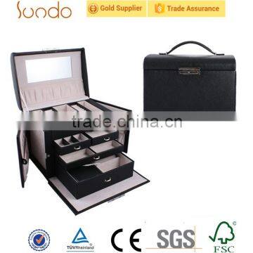 2016 hot selling black leather cosmetic packaging box