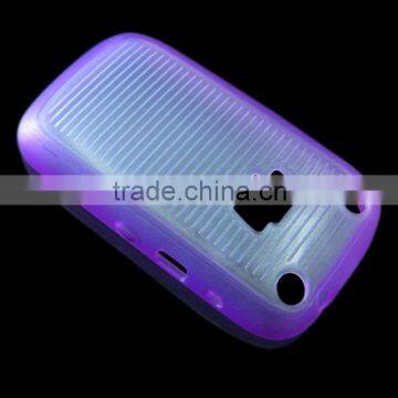 Hot new double color purple TPU+ clear PC hybrid case cover for blackberry 9320 phone accessory