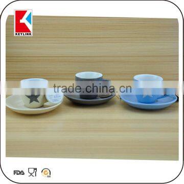 90cc unique shape espresso ceramic tea cup and saucer,promotional gift cup and saucer