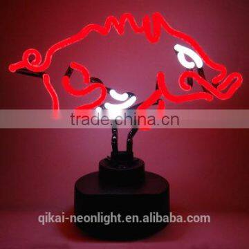 Customer design red boar pig neon light table light desk lamp