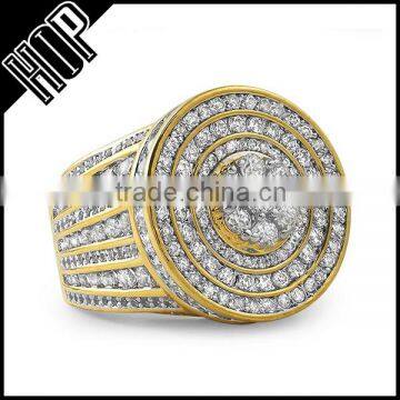 Hip Hop Cluster Gold Crystal Bling Ring