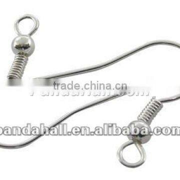 Iron Earring Wire Hooks, Sivler Lead Free and Nickel Free(J07JW-S)