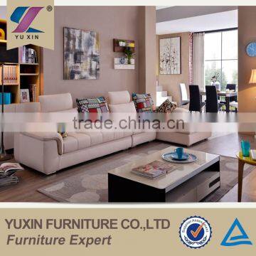 China foshan home furniture colorful stripy pillow white sofa,living room furniture l shape sleeper sofa