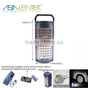 6v 3AH Built-in Battery ABS 72 LED Rechargeable Portable Emergency Light