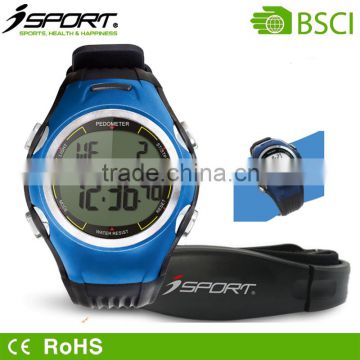 isport wristband heart rate monitor with comfortable chest belt waterproof OEM logo printing