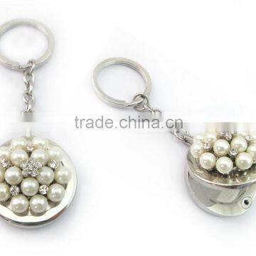 2015 New fashion pearl solid perfume container keychain, EN71, CPSIA, REACH, compliance, OEM designs accepted<DKCA9209>