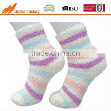 Women's soft fuzzy cozy socks, made of microfiber yarn