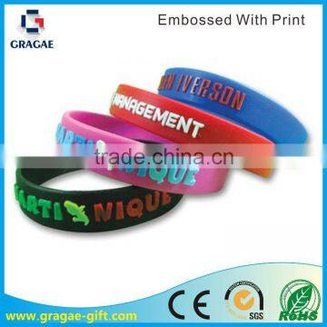 Embossed LOGO with printing for silicone bracelets