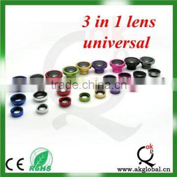 3 in 1 lens FishEye + 0.67 x Wide Angle + Marco phone camera lens