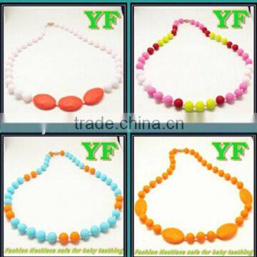 Silicone chewable bead necklace,new design of necklace,customized silicone necklace for baby