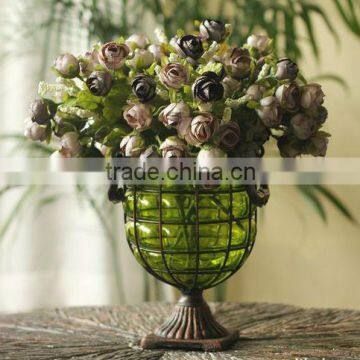 Metal Base Plate Glass Flower Vase photo-2
