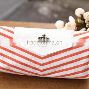 New Canvas Navy Marine Stripe Zipper Pouch Bag Pen Box photo-4