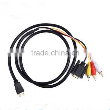 1.8m HDMI to VGA and 3RCA Video/Audio AV Cable for PS3 Xbox 360TV