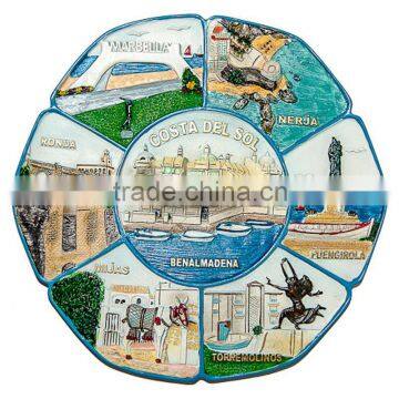 custom country souvenir 3D plate Spain. Costa del Sol Attractions (Diameter 20 cm)