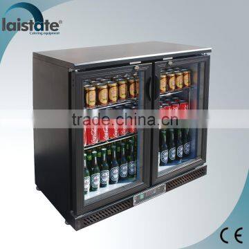 2 Glass Door Stainless Steel Back Bar Beer Bottle Fridge