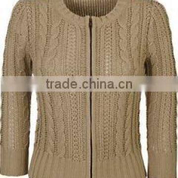 Ladies Cable Zipper Cardigan