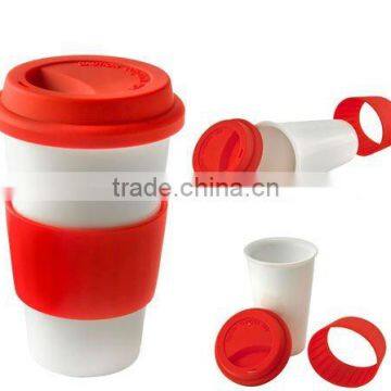 customizable ceramic mug coffee cup fashion style silicone handle silicone lid