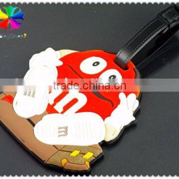 M sugar shape PVC Luggage Tag,wedding luggage tag,luggage tag rubber loop