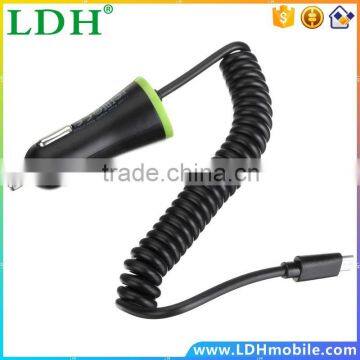 USB Car Charger Total 3.4A with Spring Shape Micro USB Cable Lighting Cable for mobile phone