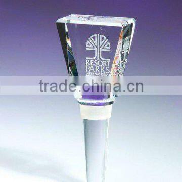 Arrival color crystal glass wine bottle stopper with 2D laser portrait(R-1215