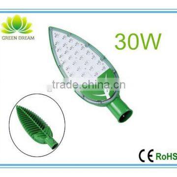 Leaf shape 30w cool white led street light with ce approved