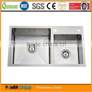 304 square stainless steel handmade double bowl sink