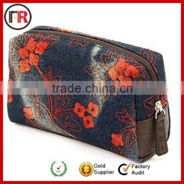 Flower pattern cotton cosmetic bag