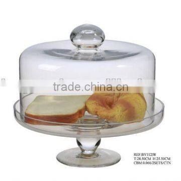 glass plate for cake with cover