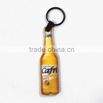 Custom design bottle shape LED keychain, pvc led keyring, Flashlight key ring