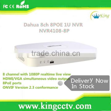 Ship right away Dahua NVR in stock NVR4108-8P 8 poe ports network video recorder