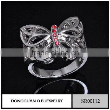 316l Stainless Steel Ring Butterfly Ring In Silver Jewelr With Colorful Cz photo-3