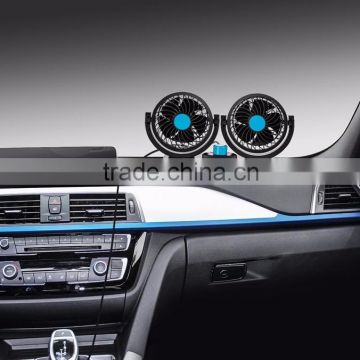 Dual Head Car Auto Cooling Air Fan 360 Degree Rotation Adjustable Strong Wind Car Air Fan